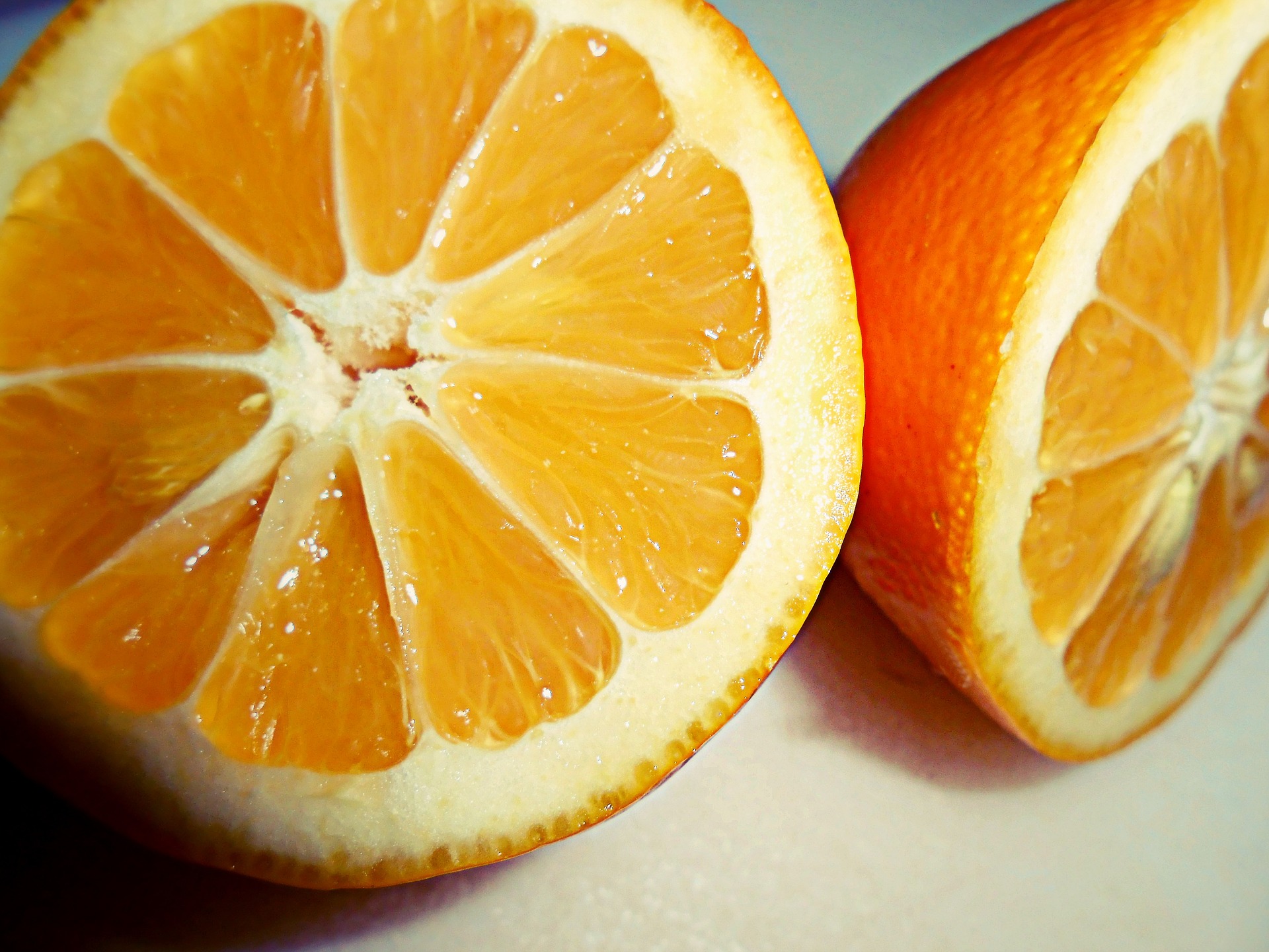a split open Meyer lemon
